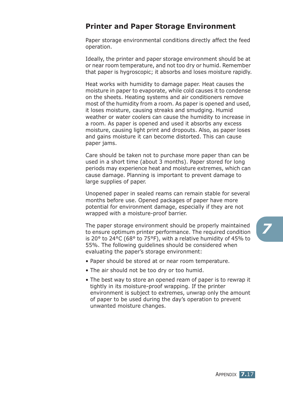 Printer and paper storage environment | Samsung ML-1510 User Manual | Page 130 / 134