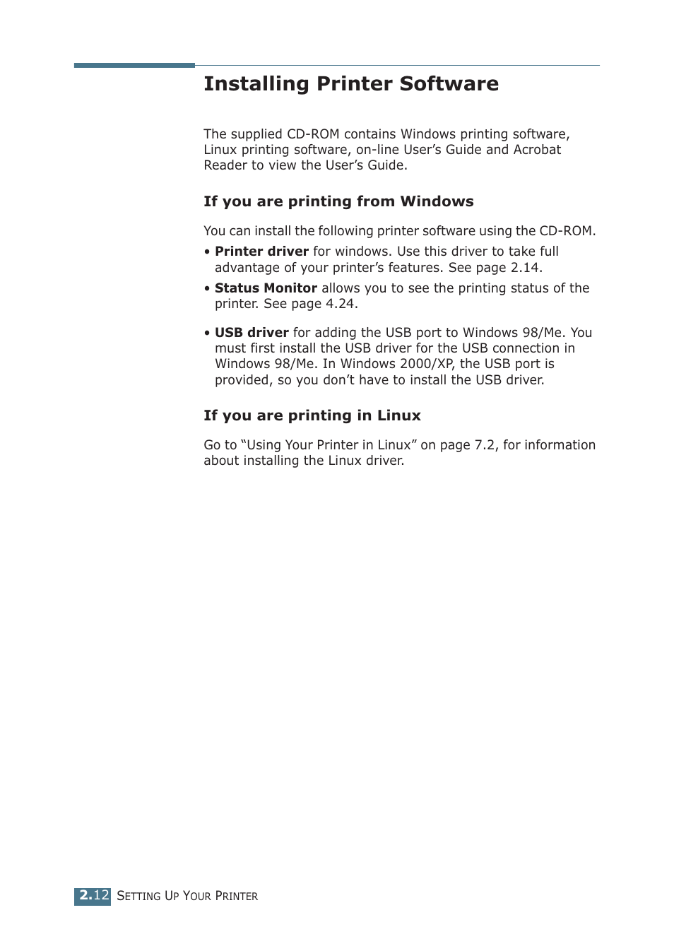 Installing printer software | Samsung ML-1510 User Manual | Page 31 / 134