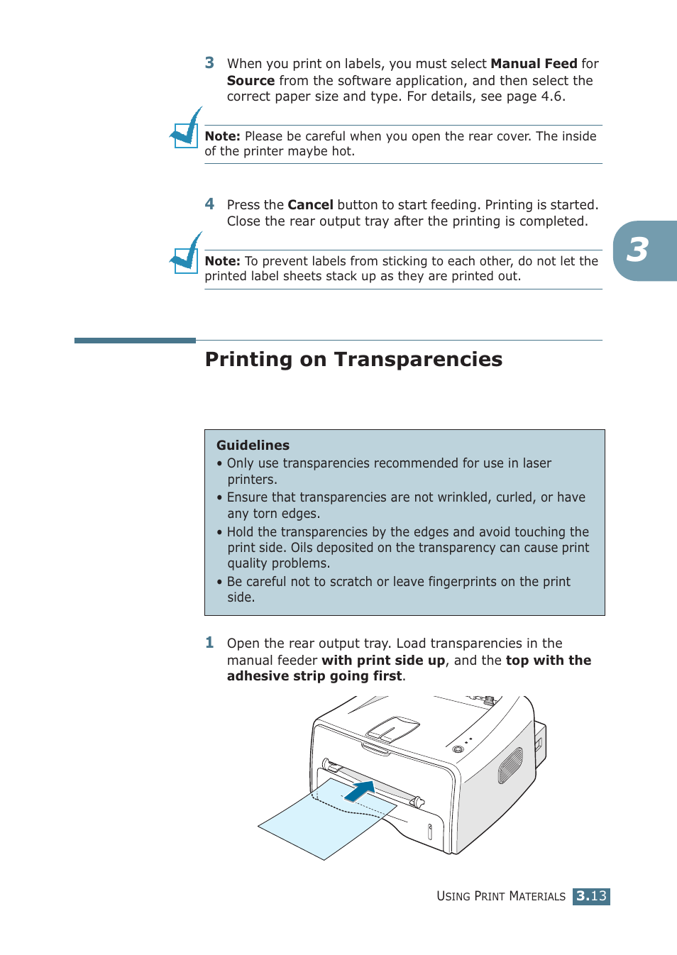 Printing on transparencies | Samsung ML-1510 User Manual | Page 50 / 134