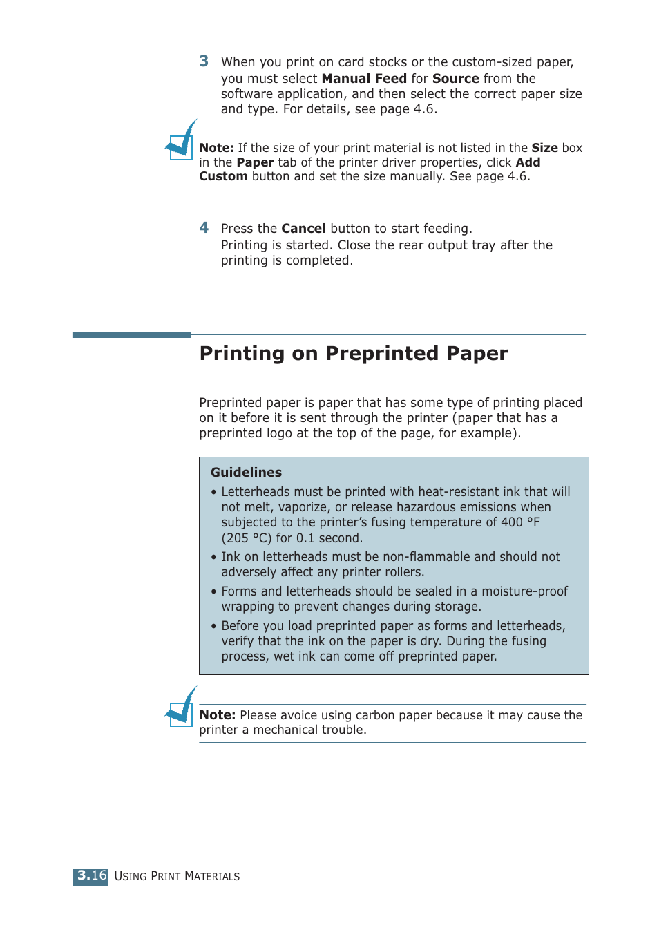 Printing on preprinted paper | Samsung ML-1510 User Manual | Page 53 / 134