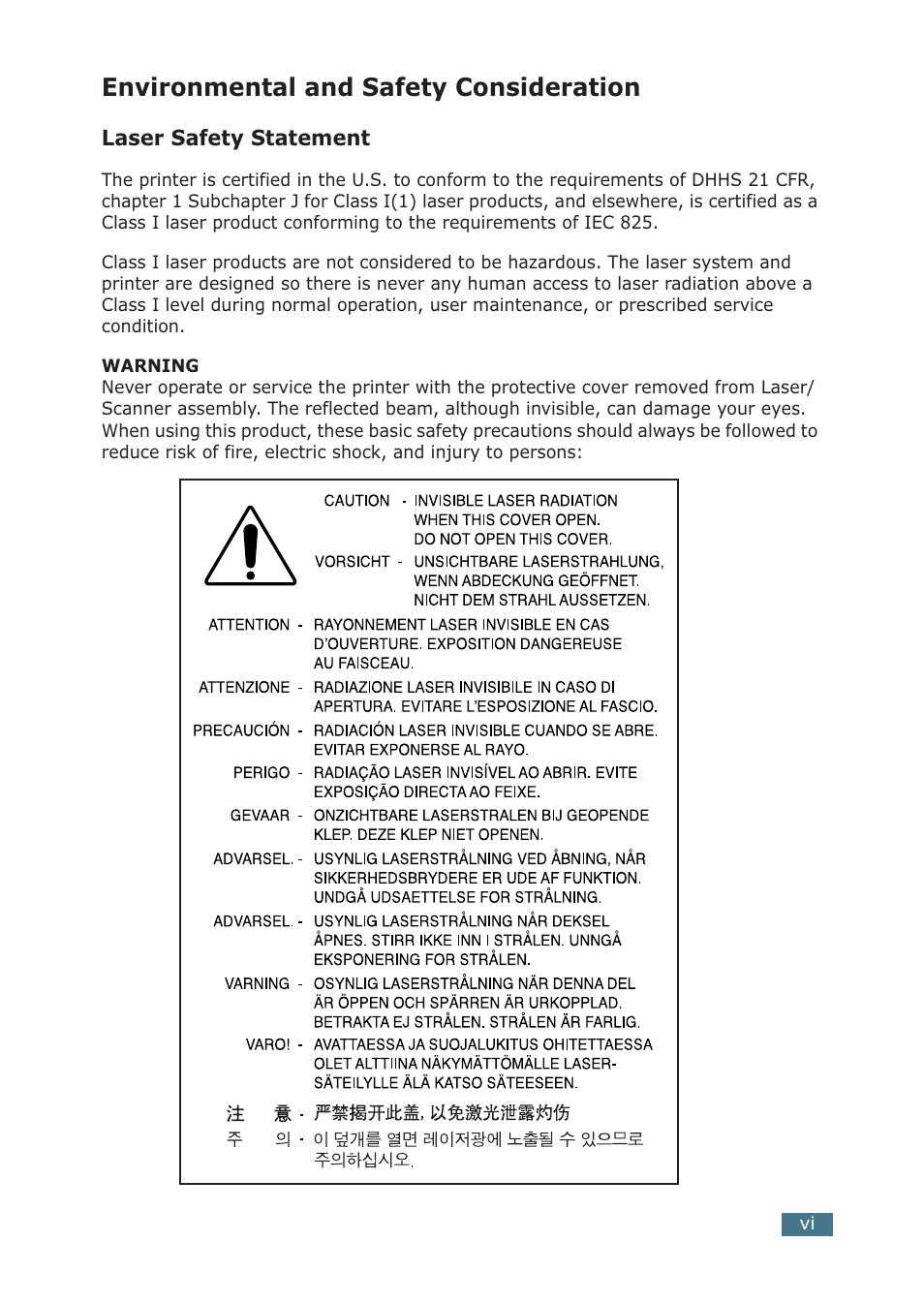 Environmental and safety consideration | Samsung ML-1510 User Manual | Page 6 / 134