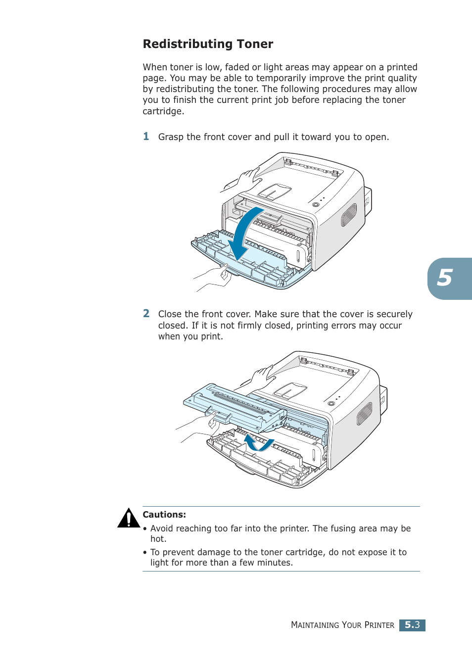 Redistributing toner | Samsung ML-1510 User Manual | Page 86 / 134