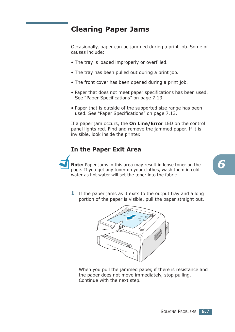 Clearing paper jams, In the paper exit area, Clearing paper | Samsung ML-1510 User Manual | Page 98 / 134