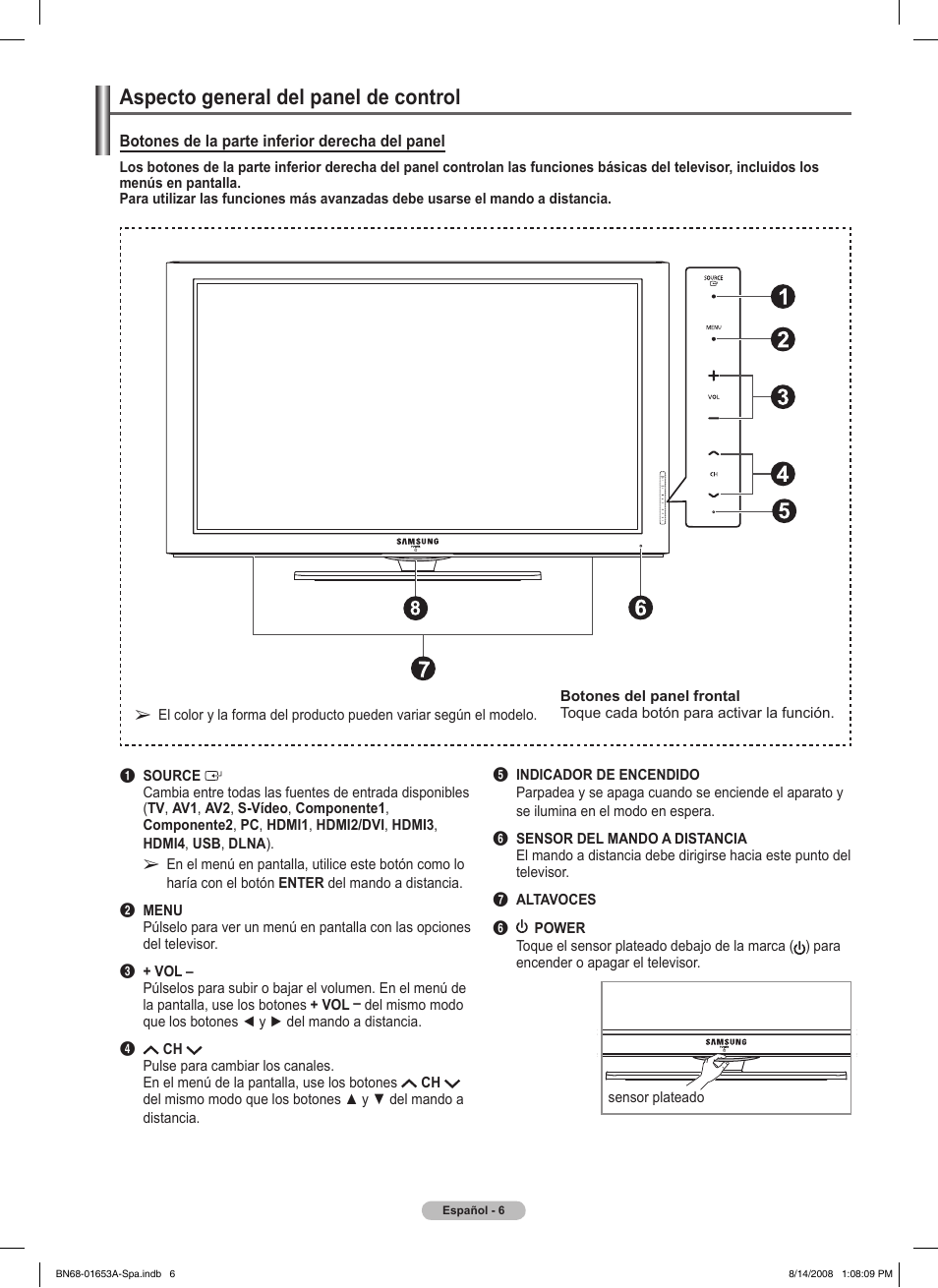 Aspecto general del panel de control | Samsung 760 Series User Manual | Page 150 / 282