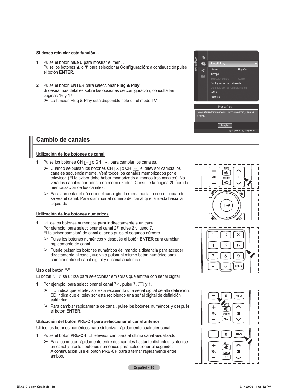 Cambio de canales | Samsung 760 Series User Manual | Page 162 / 282