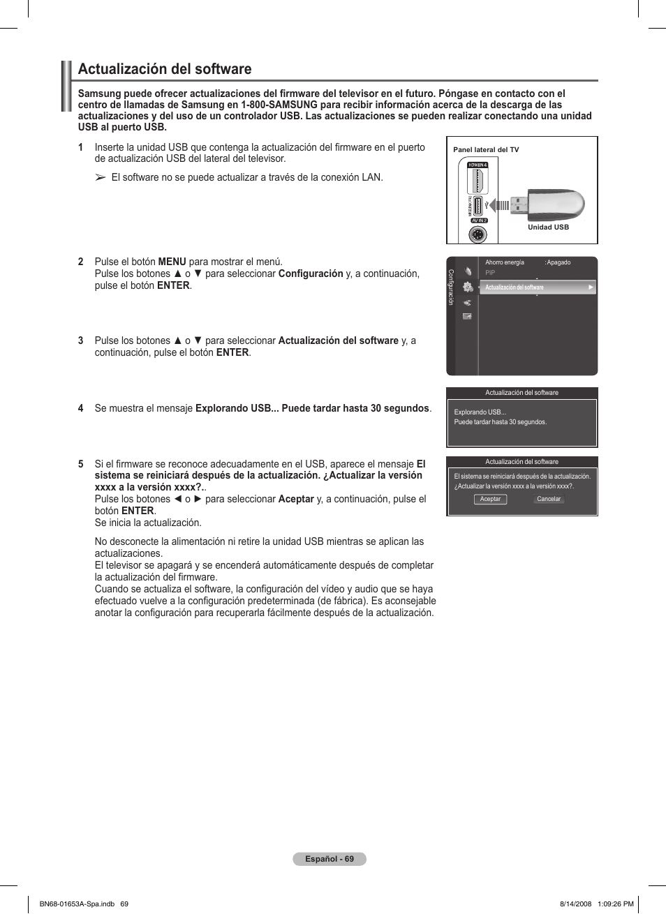 Actualización del software | Samsung 760 Series User Manual | Page 213 / 282