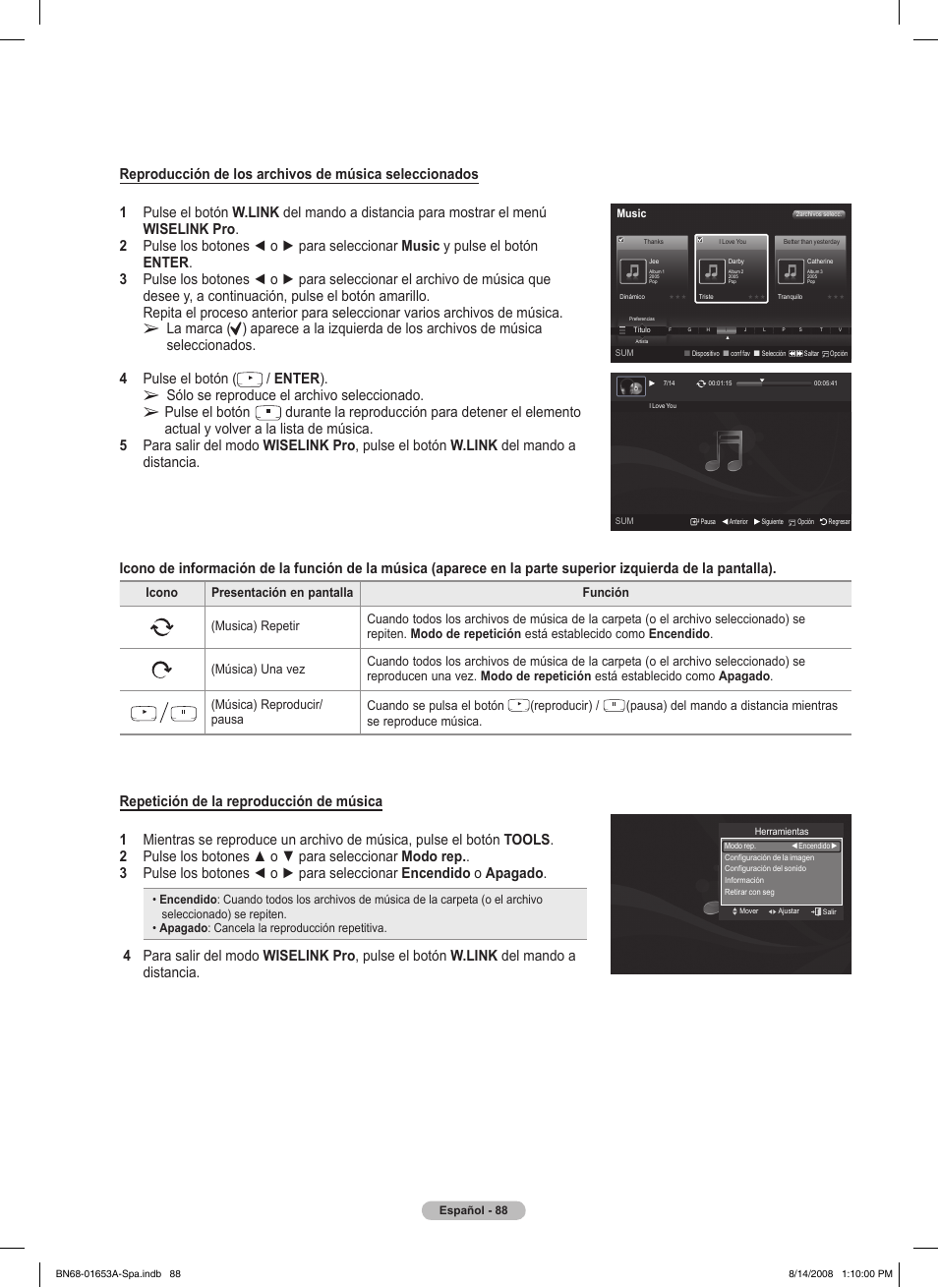 Enter ), Sólo se reproduce el archivo seleccionado, Pulse el botón | Reproducir) | Samsung 760 Series User Manual | Page 232 / 282