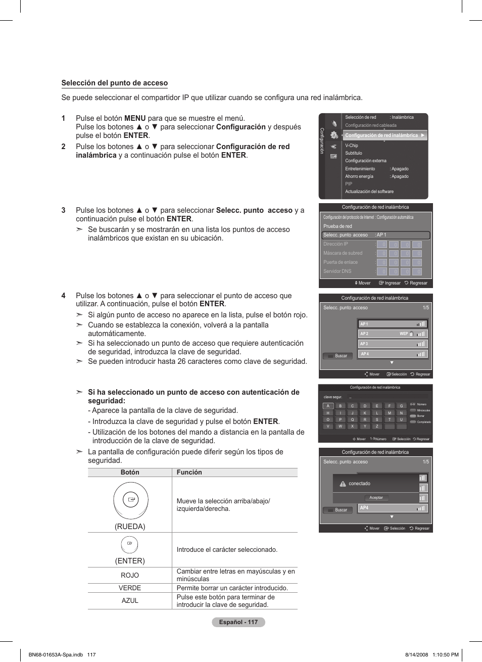 Rueda), Enter) | Samsung 760 Series User Manual | Page 261 / 282