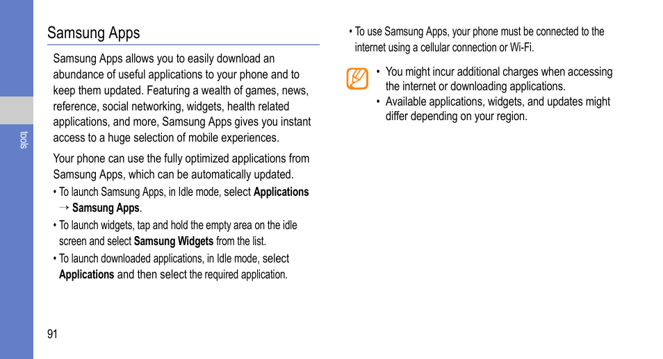 Samsung apps | Samsung 07272010 User Manual | Page 102 / 139