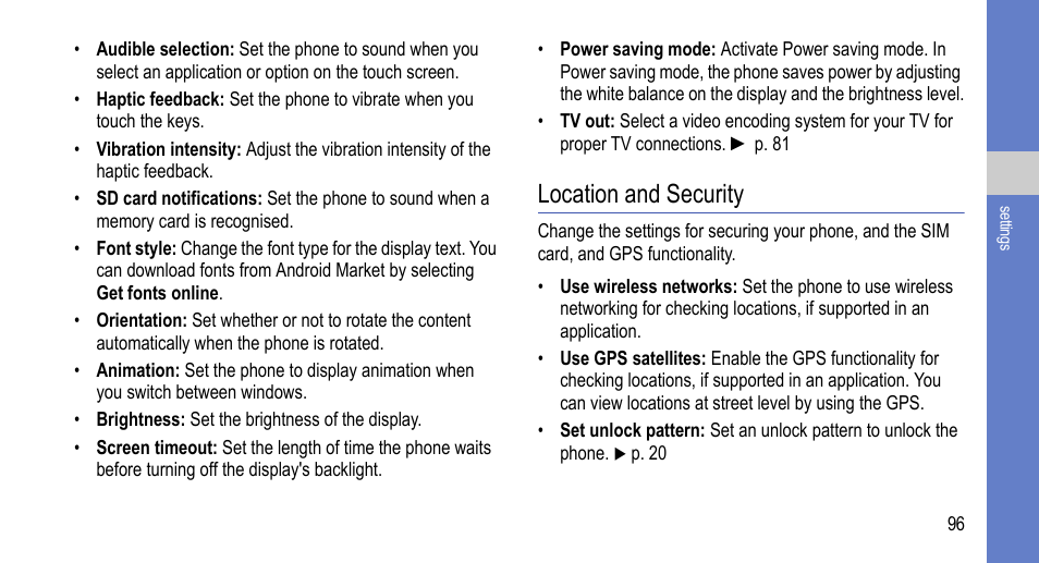 Location and security | Samsung 07272010 User Manual | Page 107 / 139