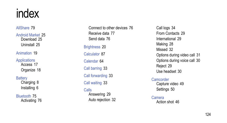 Index | Samsung 07272010 User Manual | Page 135 / 139