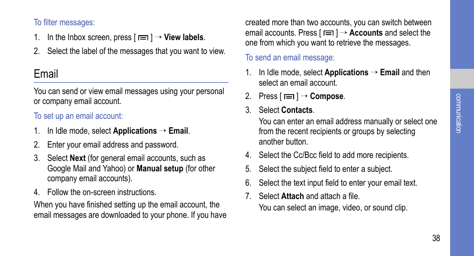 Email | Samsung 07272010 User Manual | Page 49 / 139