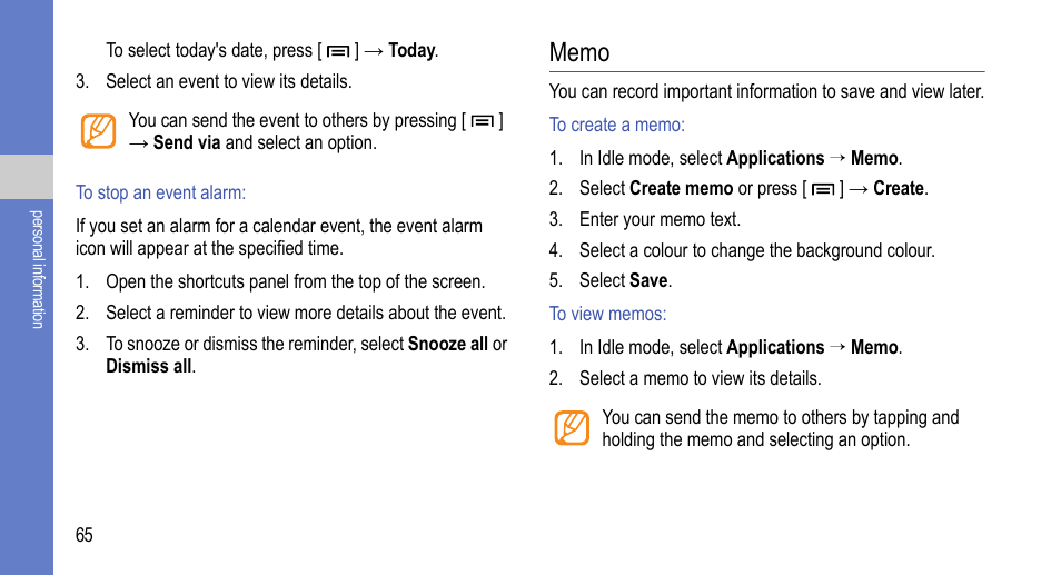 Memo | Samsung 07272010 User Manual | Page 76 / 139