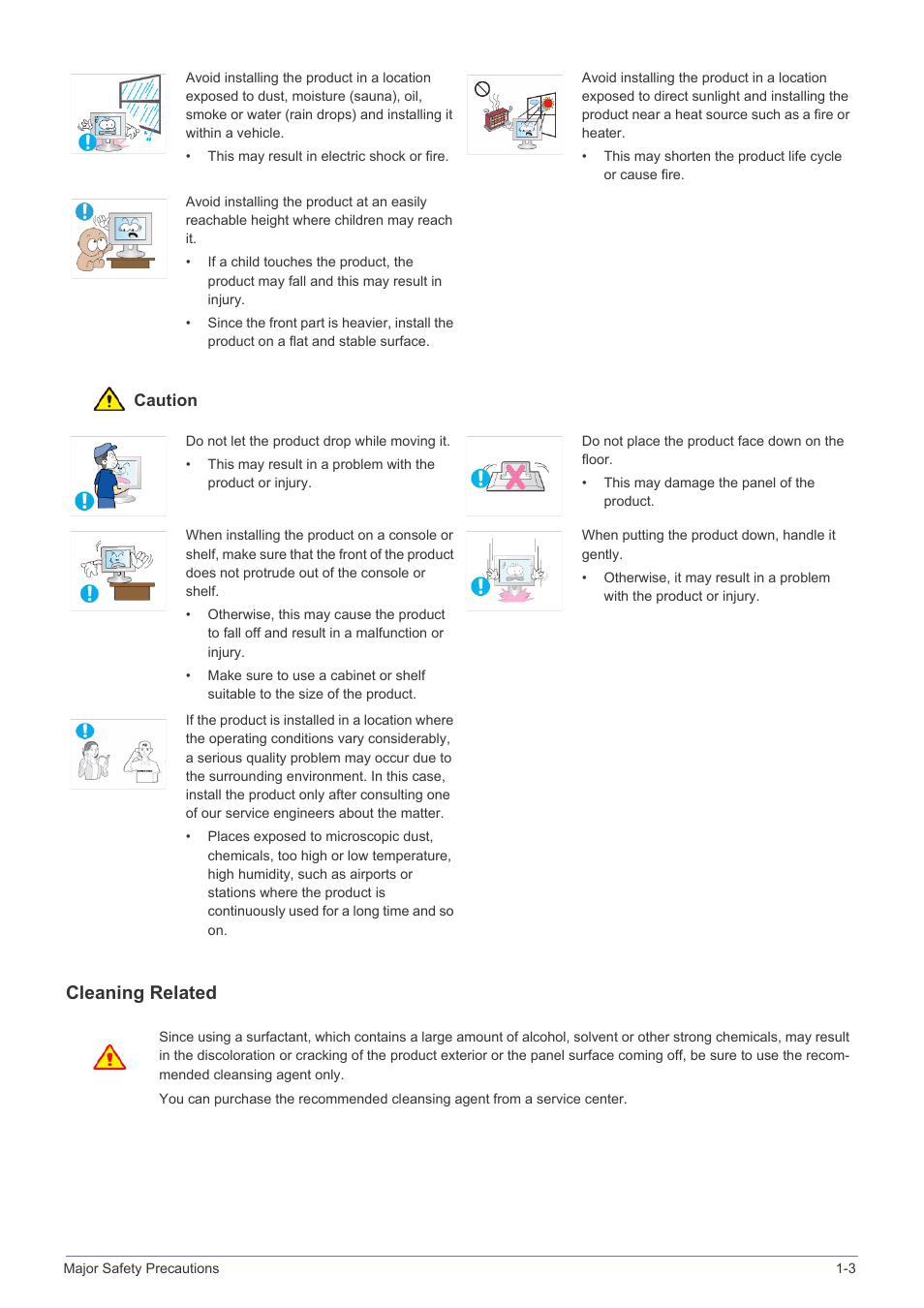 Caution, Cleaning related | Samsung B2340 User Manual | Page 10 / 181