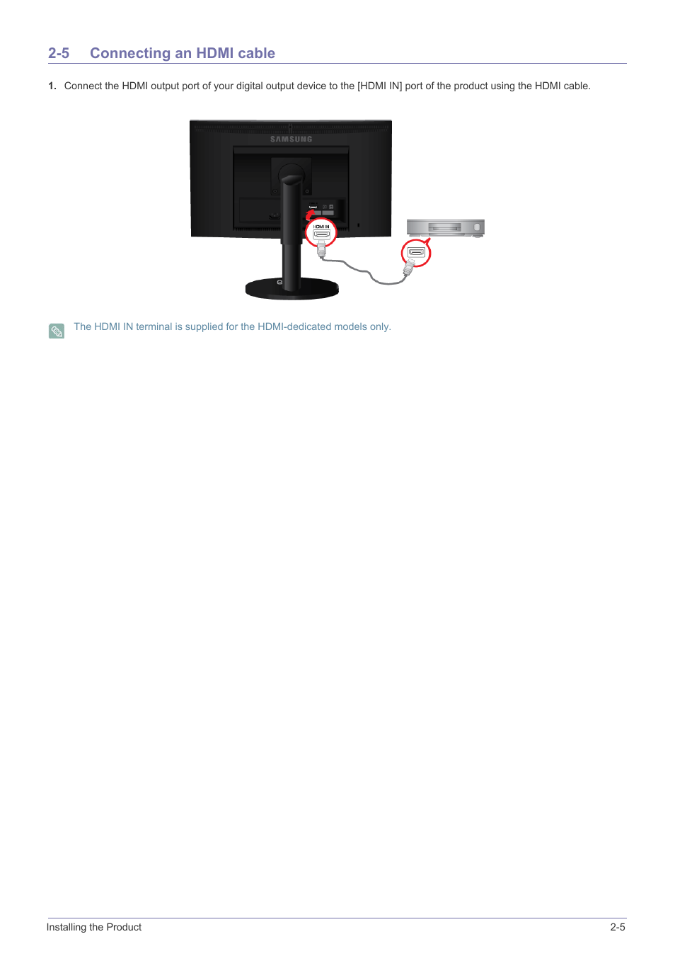 5 connecting an hdmi cable, Connecting an hdmi cable -5 | Samsung B2340 User Manual | Page 24 / 181