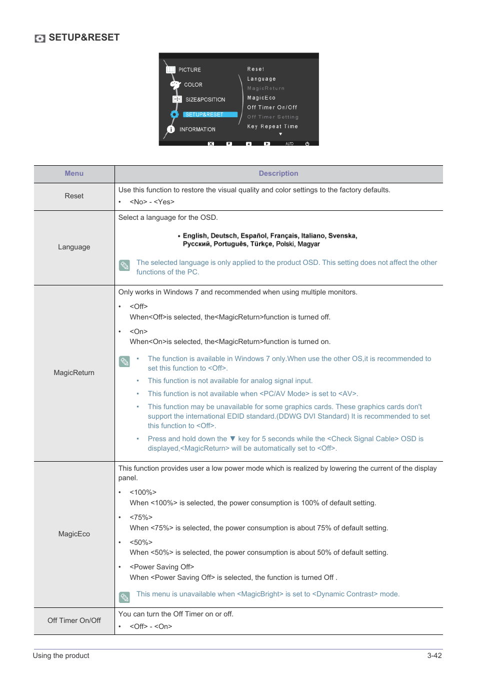 Setup&reset | Samsung B2340 User Manual | Page 90 / 181