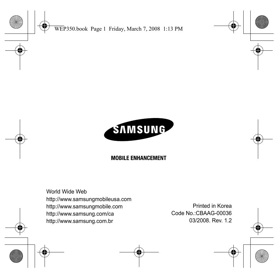 Samsung CBAAG-00036 User Manual | 62 pages