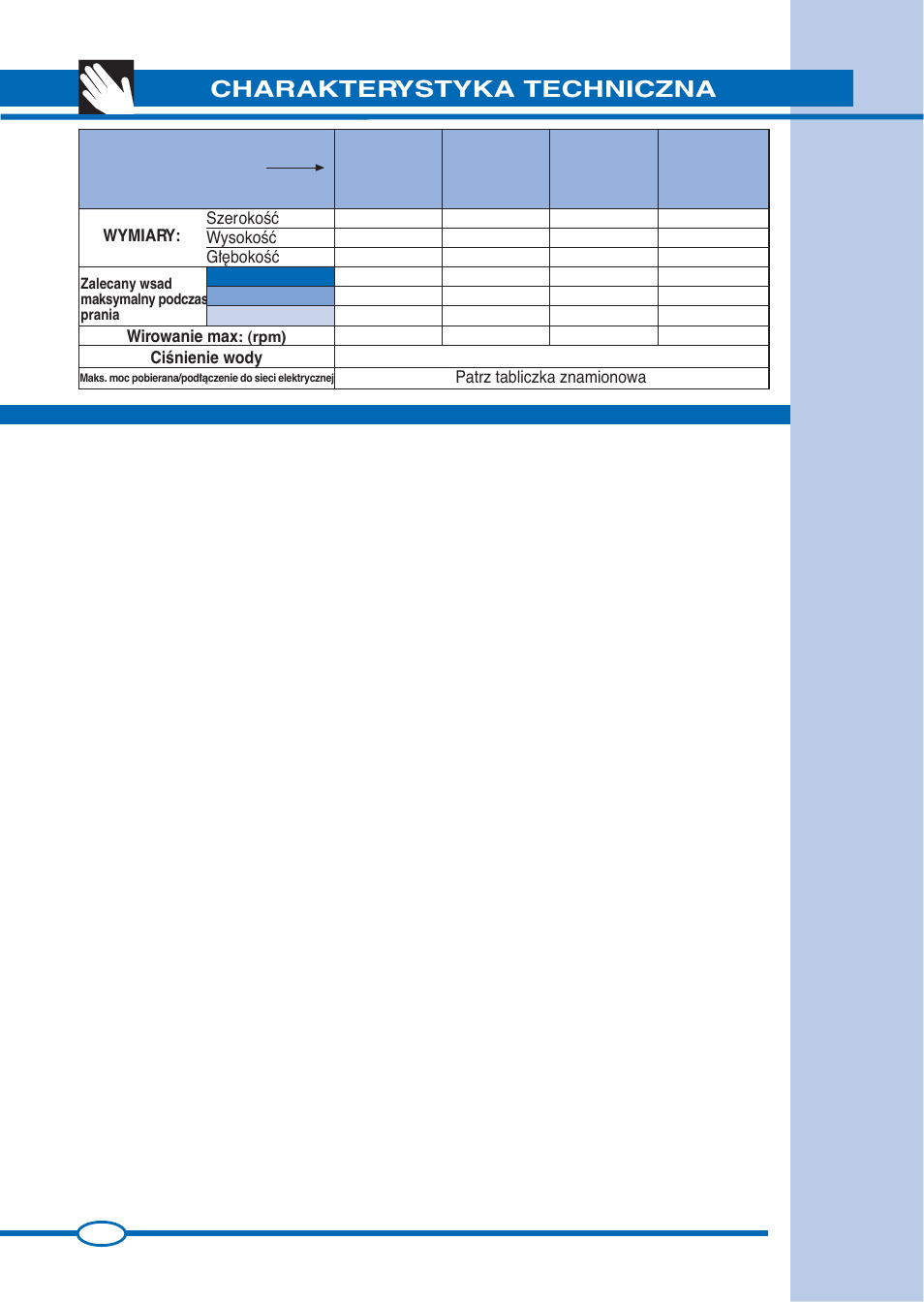 Charakterystyka techniczna | Ardo FLS80E User Manual | Page 12 / 40