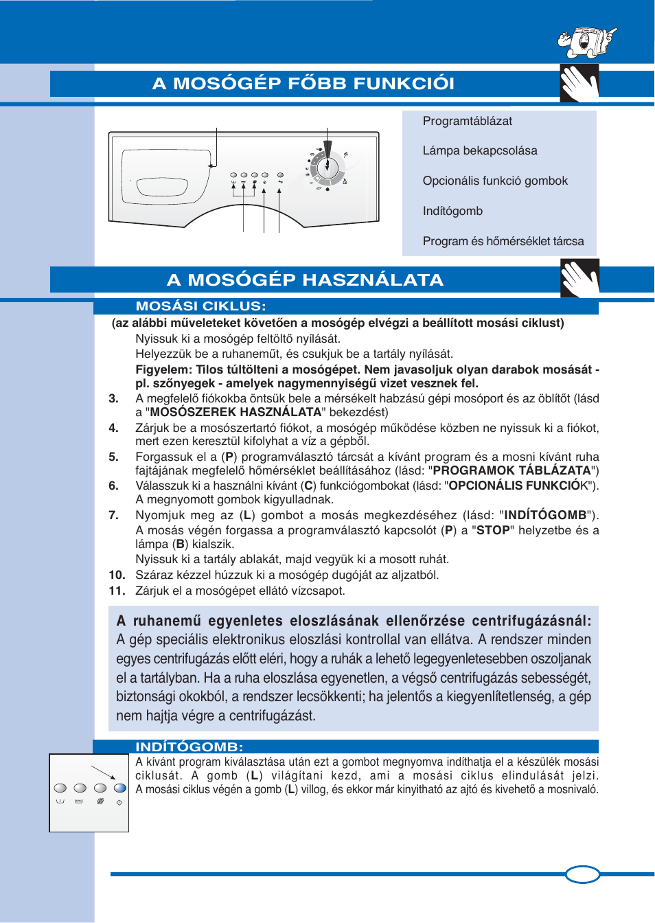 A mosógép használata, Modellek, A mosógép fãbb funkciói | Pb c l, Mosási ciklus | Ardo FLS80E User Manual | Page 21 / 40