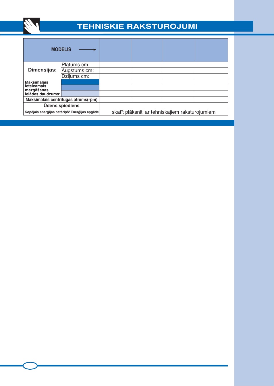 Tehniskie raksturojumi | Ardo FLS80E User Manual | Page 32 / 40