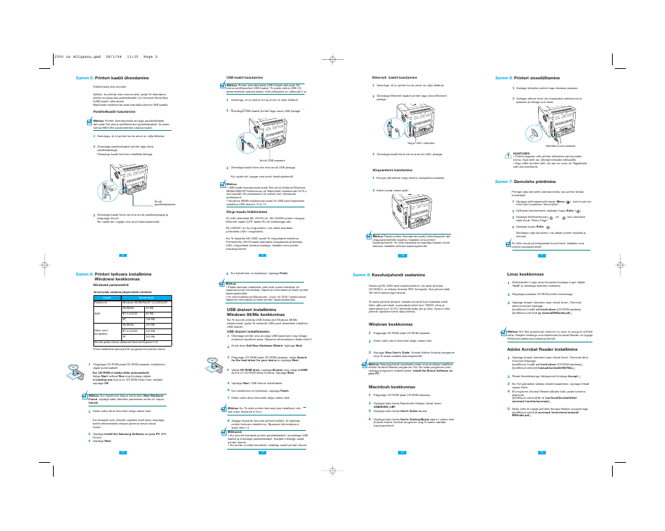Sa msu ng ml-2150 serie s | Samsung ML 2150 User Manual | Page 2 / 2