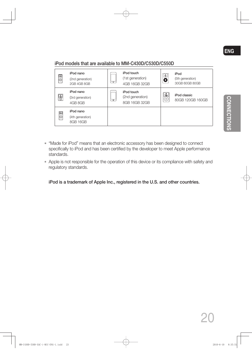 Eng connections | Samsung MM-C430D User Manual | Page 22 / 68