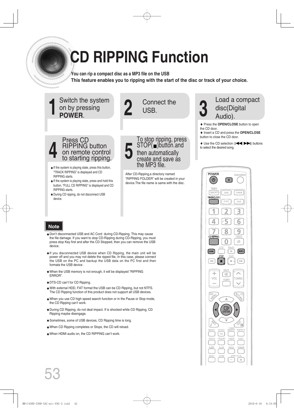 Miscellaneous, Cd ripping function, 53 cd ripping function | Samsung MM-C430D User Manual | Page 55 / 68