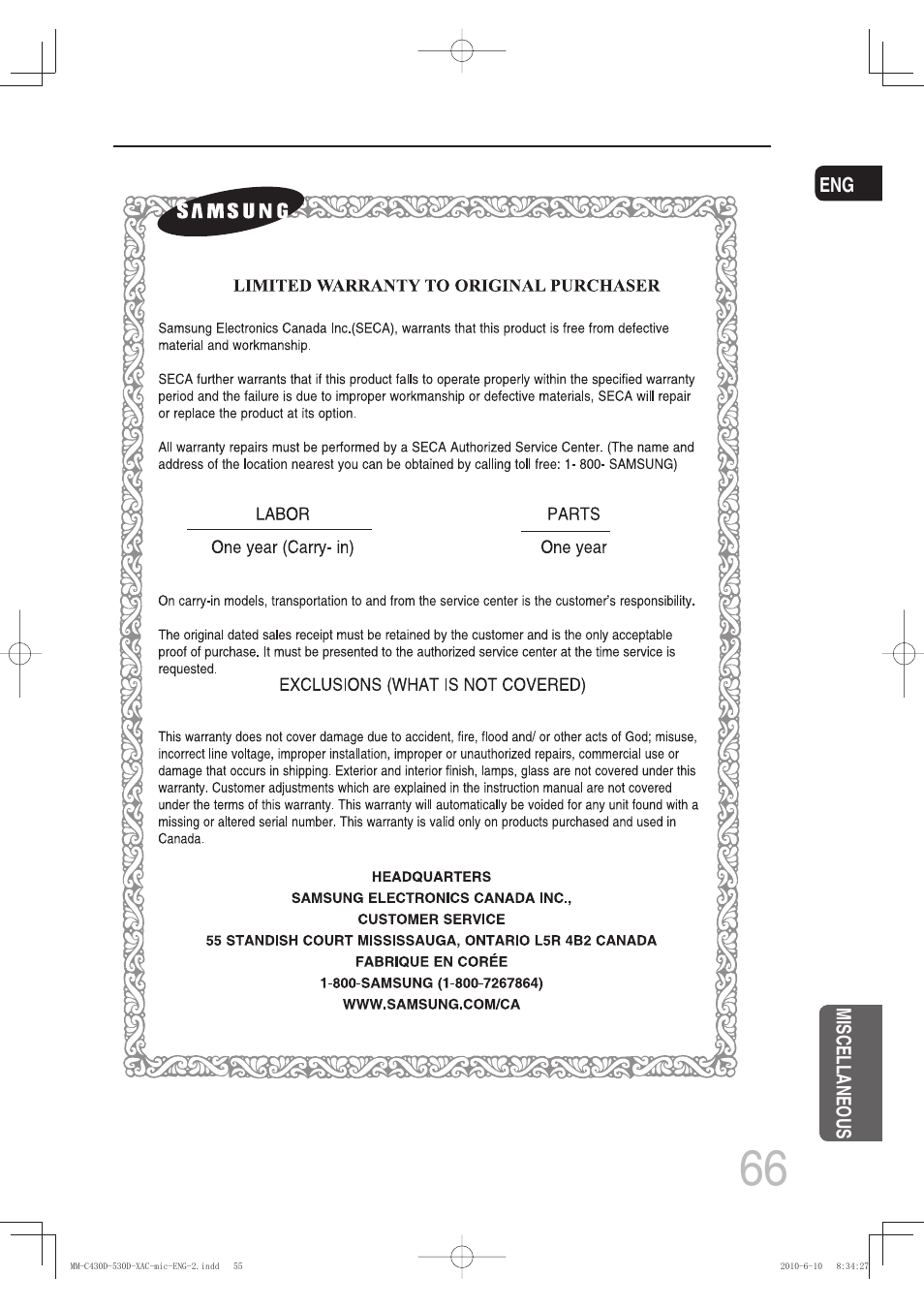 Samsung MM-C430D User Manual | Page 67 / 68