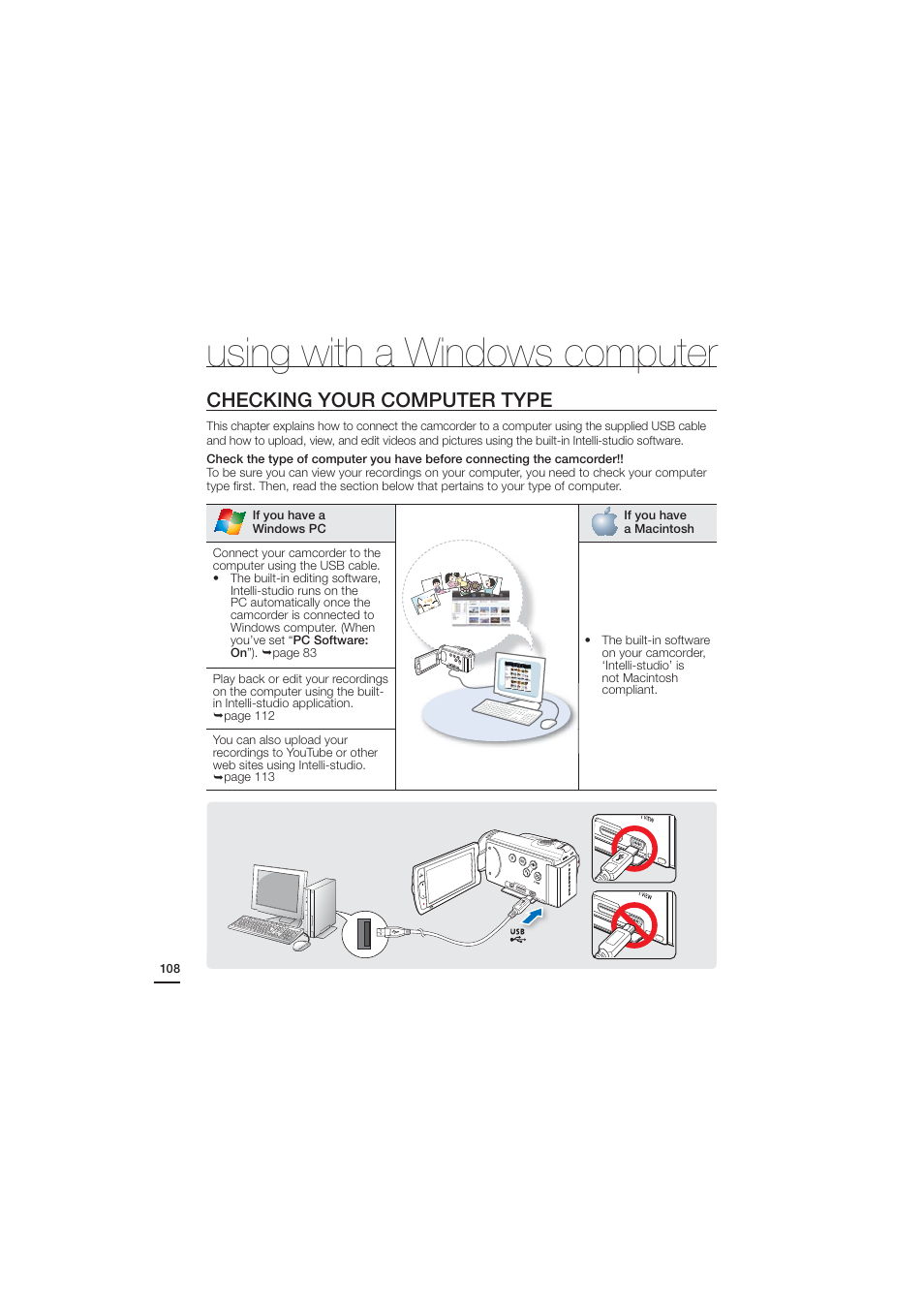 Using with a windows computer, Checking your computer type | Samsung HMX-H204BN User Manual | Page 120 / 145