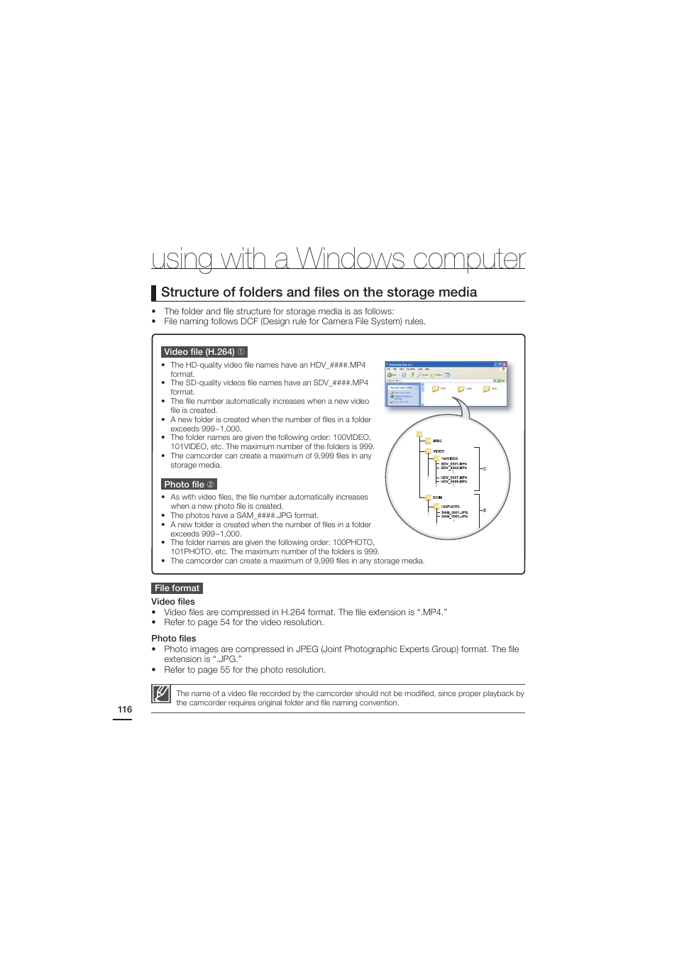 Using with a windows computer | Samsung HMX-H204BN User Manual | Page 128 / 145