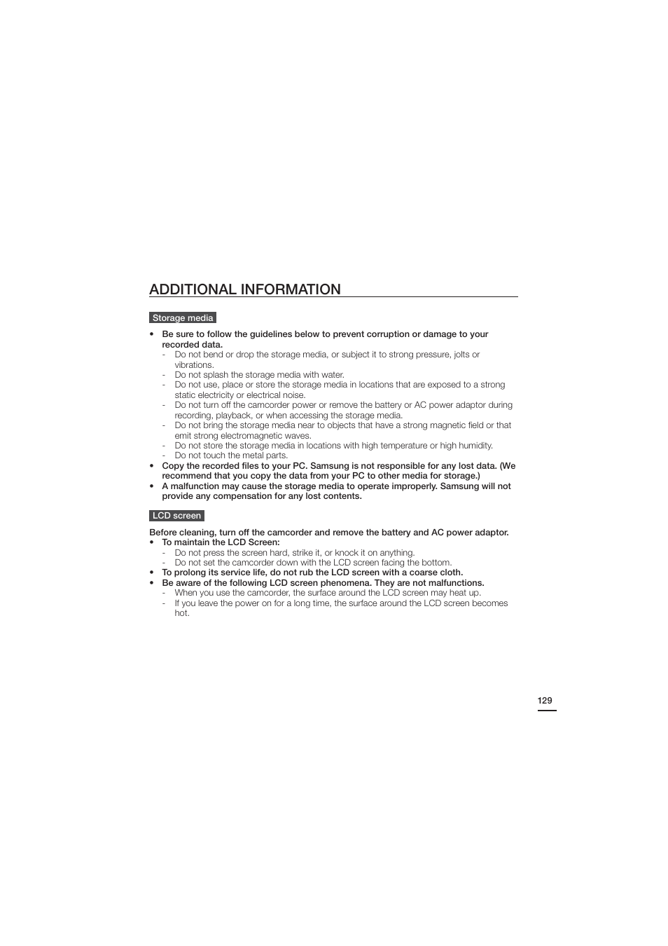 Additional information | Samsung HMX-H204BN User Manual | Page 141 / 145