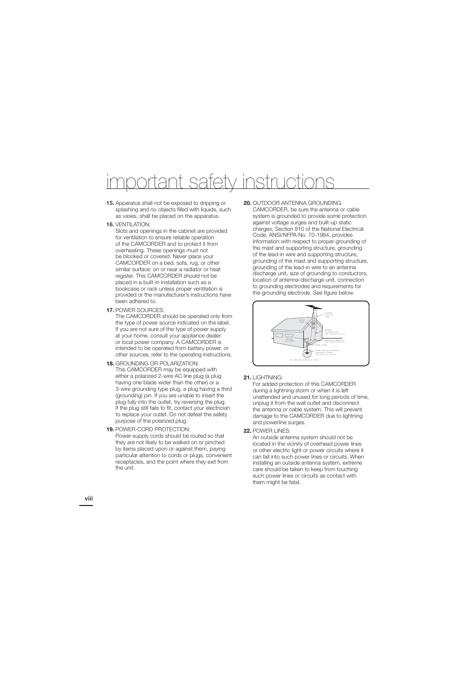 Important safety instructions, Viii | Samsung HMX-H204BN User Manual | Page 8 / 145