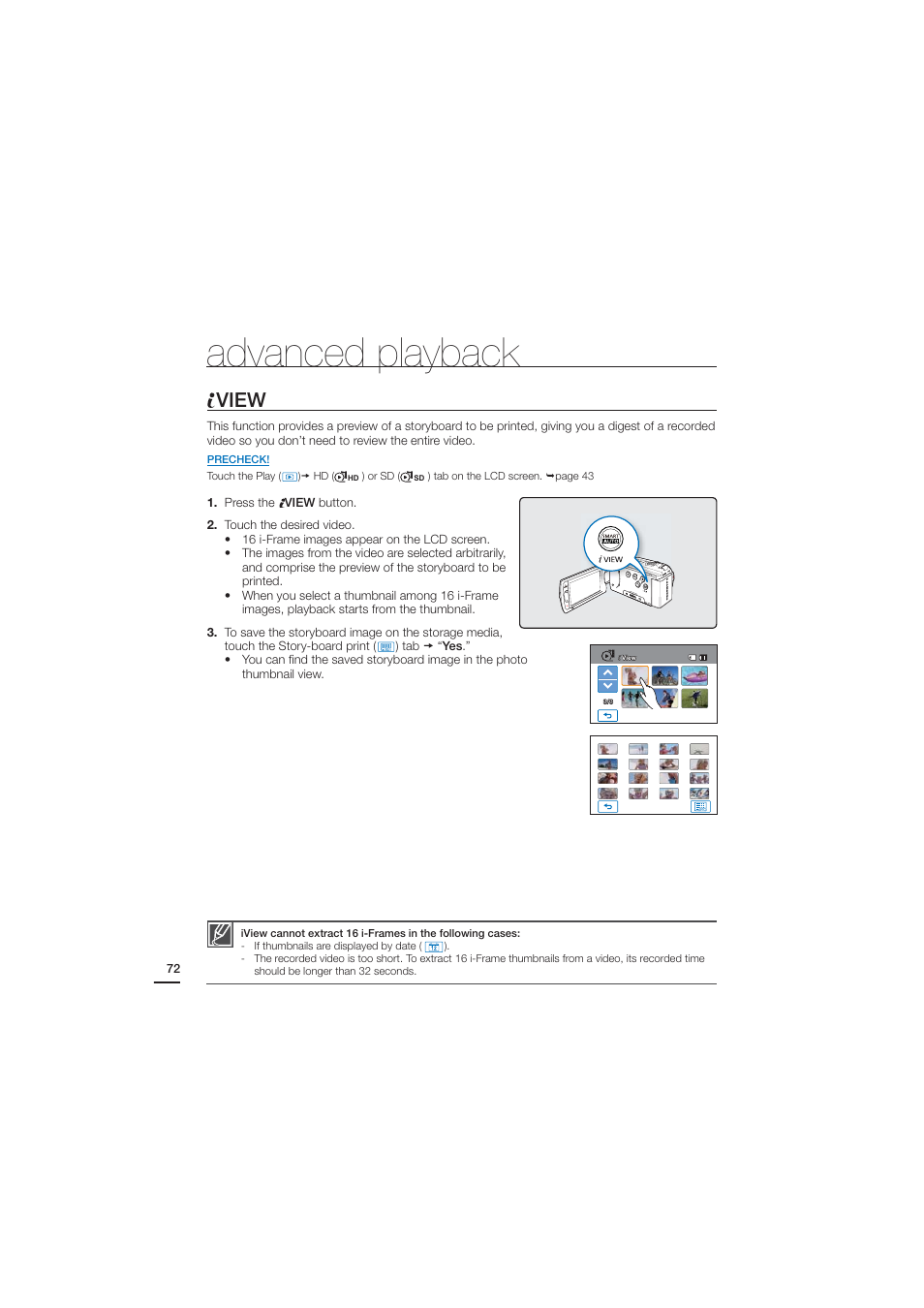 Iview, Advanced playback, View | Samsung HMX-H204BN User Manual | Page 84 / 145