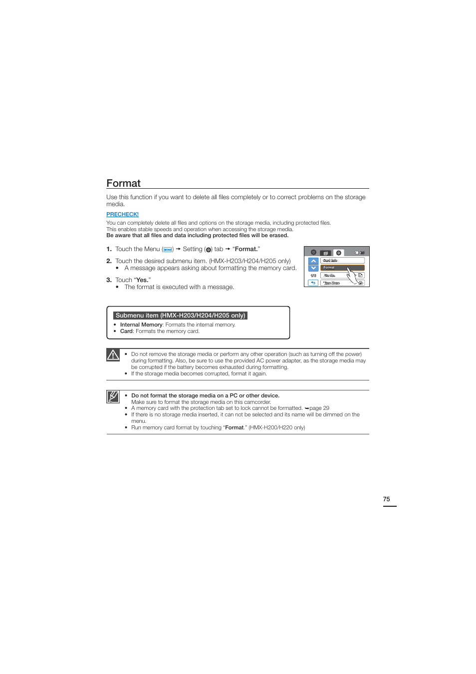 Format | Samsung HMX-H204BN User Manual | Page 87 / 145