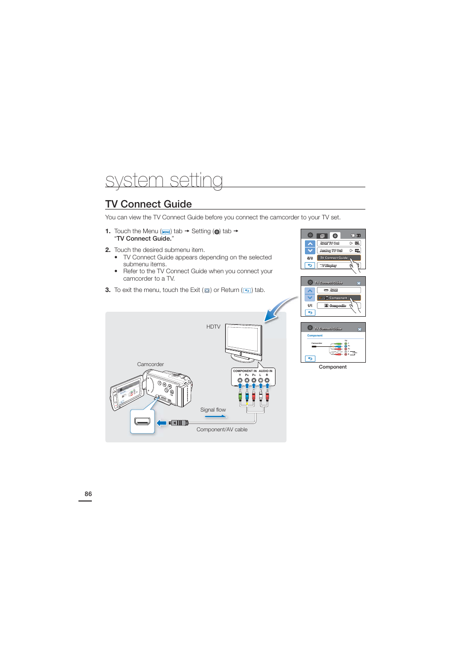 Tv connect guide, System setting | Samsung HMX-H204BN User Manual | Page 98 / 145