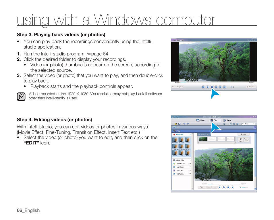 Using with a windows computer | Samsung HMX-U100 User Manual | Page 78 / 102