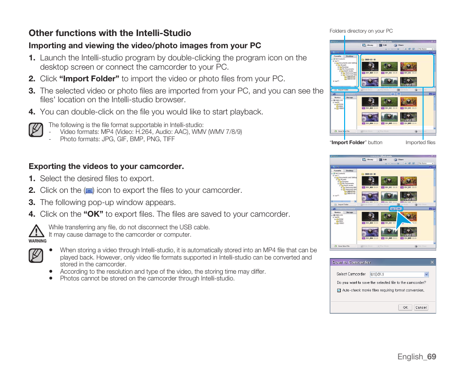 Other functions with the intelli-studio | Samsung HMX-U100 User Manual | Page 81 / 102