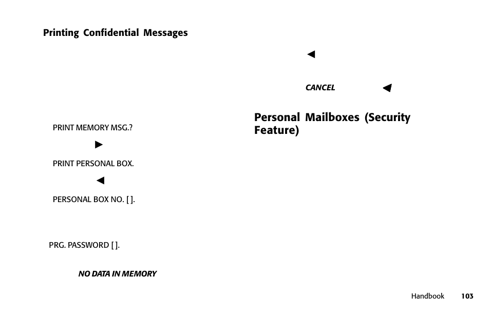 Personal mailboxes (security feature) | Samsung 5400 User Manual | Page 103 / 184