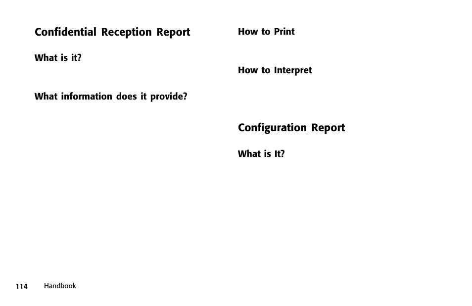 Confidential reception report, Configuration report | Samsung 5400 User Manual | Page 114 / 184
