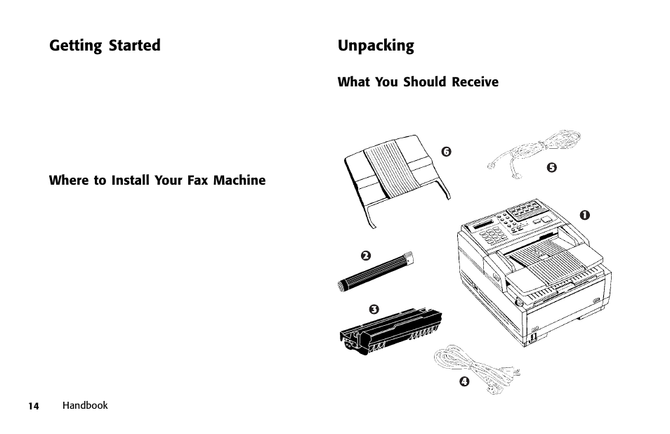 Unpacking, Getting started | Samsung 5400 User Manual | Page 14 / 184