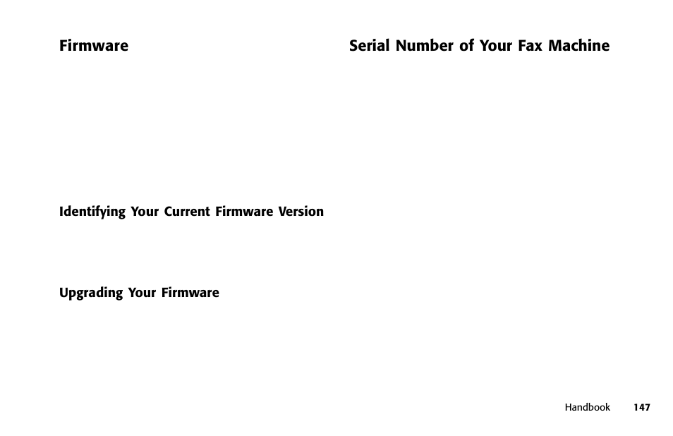 Firmware, Serial number of your fax machine | Samsung 5400 User Manual | Page 147 / 184