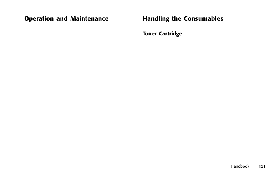 Operation and maintenance, Handling the consumables | Samsung 5400 User Manual | Page 151 / 184