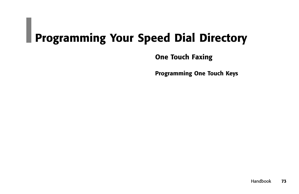 Overview, Programming your speed dial directory | Samsung 5400 User Manual | Page 73 / 184