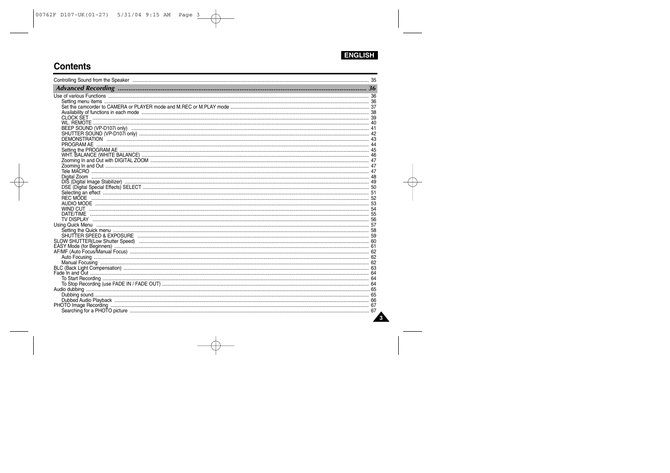 Samsung VP-D107 User Manual | Page 3 / 114