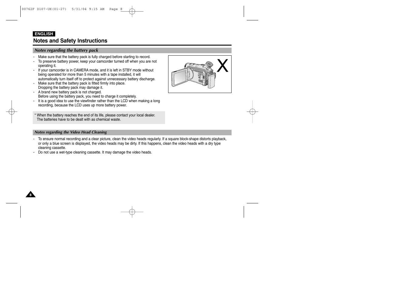 Samsung VP-D107 User Manual | Page 8 / 114