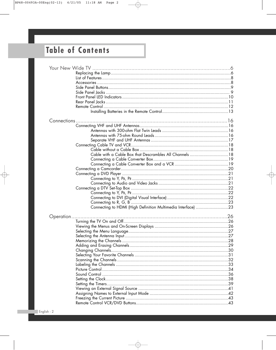Samsung HL-R6164W User Manual | Page 2 / 96