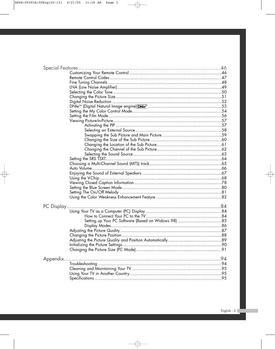 Samsung HL-R6164W User Manual | Page 3 / 96