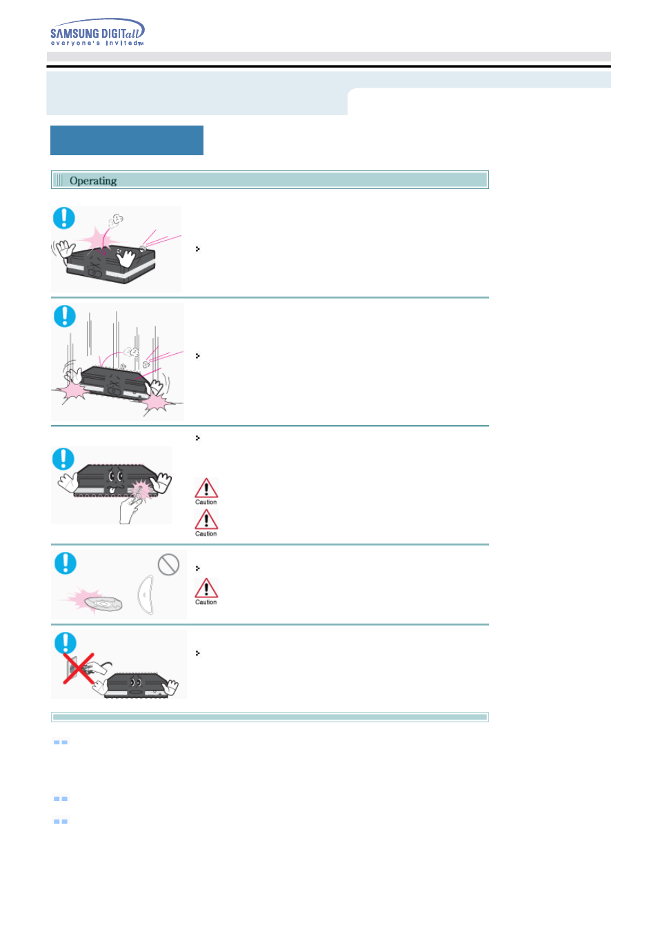 During operating, Veiligheidsinstructies | Samsung Blu-ray Player User Manual | Page 5 / 27