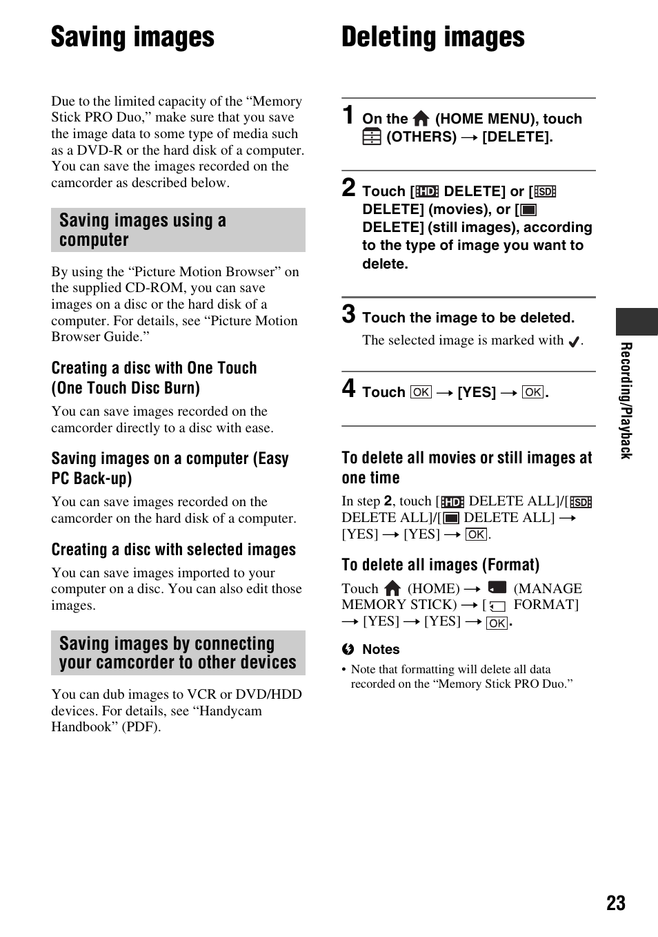 Saving images, Deleting images, P. 23) | Samsung HDR-CX6EK User Manual | Page 23 / 36