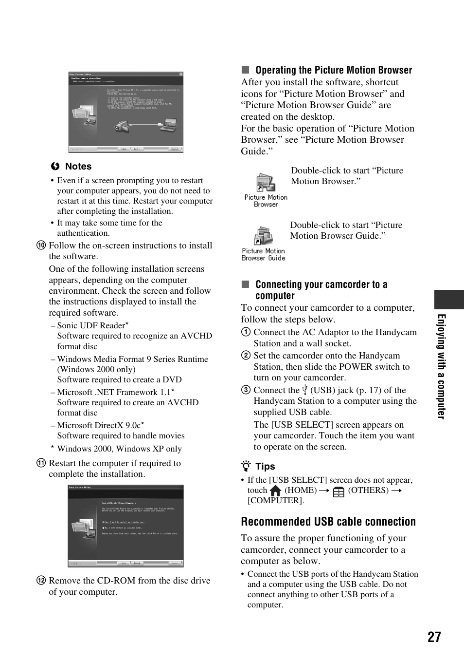 Recommended usb cable connection | Samsung HDR-CX6EK User Manual | Page 27 / 36